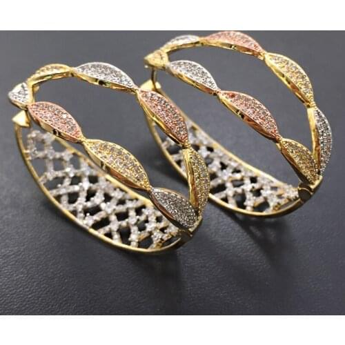 Lanyika Fashion Jewelry Arc-shaped High-gradeBig Ear Loops Micro Plated Hollow Wedding Birthday Earrings Bridal Daily Best Gift