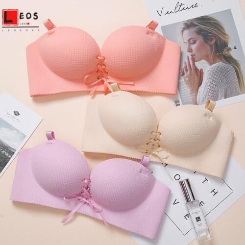 Push Up Women Bra Front Bandage Non-slip Bralette Top for Teens Girls Gather Seamless Leopard Underwear Wire Free Lingerie