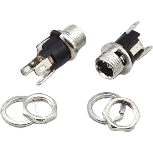 100PCS DC-025M DC power socket DC025M 5.5 - 2.5 MM sockets connector with nuts 3pins soldering ROHS Free shipping