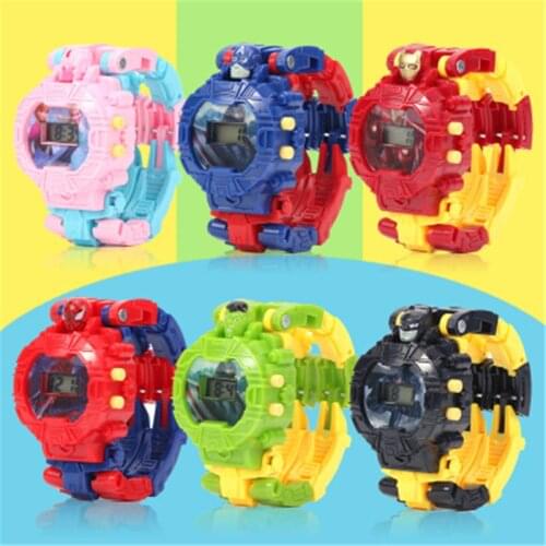 2020New Kids Toys Watch Action Figure Bracelet Avengers Iron Man Hulk Batman Block Toy Action Figure Children Christmas Gift18cm