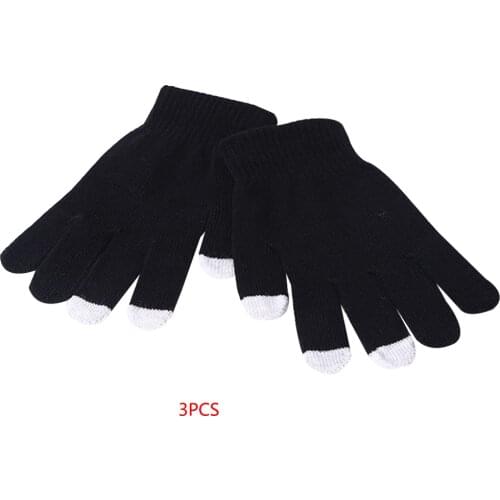 3 Pairs Women Winter Warm Keeping Touch Screen Knit Glove Outdoor Sport Riding Skiing Accessories