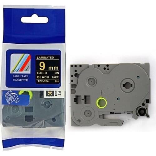 3PK high quality Compatible Brother label printer 12mm TZe324 TZe-324 TZ324 tze tape Gold on black for p touch printer Free ship