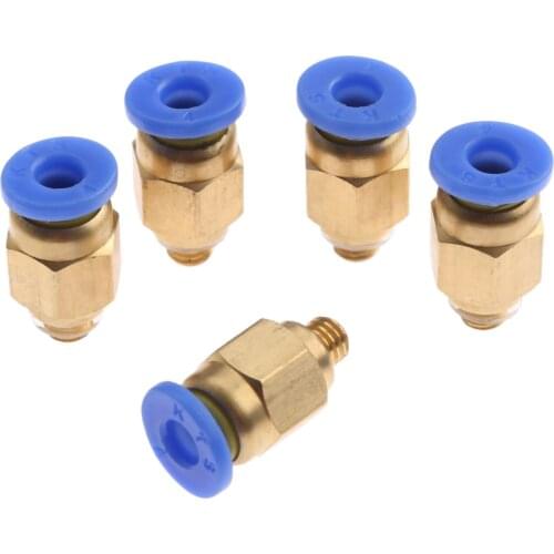 5Pcs Brass 4mm Pneumatic Connector Male Straight One-touch Pneumatic Fitting For Hoses PC4-M5 Air Quick Connector