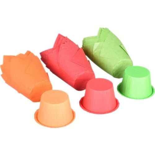 50 Pcs Tulip Flower Cupcake Liner Baking Cup For Wedding Party Caissettes Muffin Case Paper Oilproof Cake Wrapper