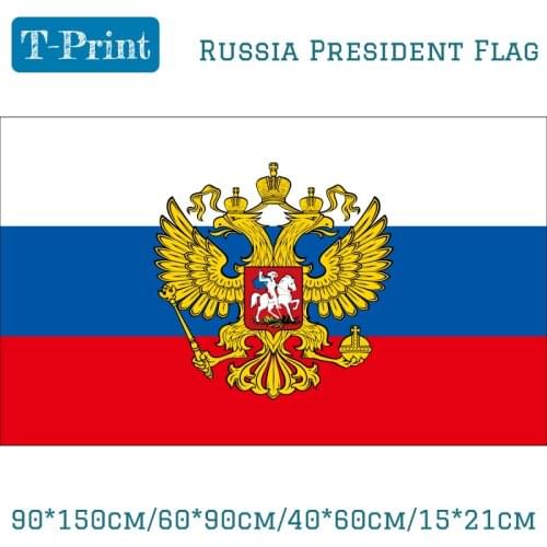 90*150cm/60*90cm/40*60cm/15*21cm 3*5ft Russia President Flag Wholesale 90*150cm Polyester Double-headed Eagle Flag For June 12th