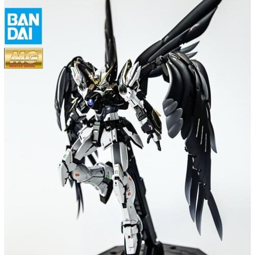 BANDAI MG 1/100 XXXG-00W0 Ver.Ka Wing Gundam Zero EW Dark Black Spray Assembly Model Action Toy Figures Childrens Gifts