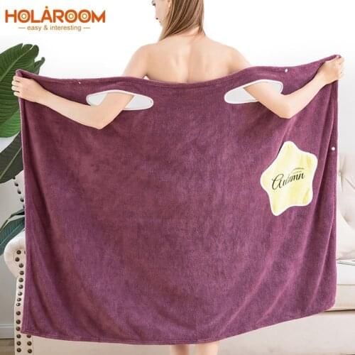 Wearable Bath Towel Superfine Fiber Towels Soft and Absorbent Coral Fleece Towel for Hotel Home Bathroom Gifts Women Bathrobe