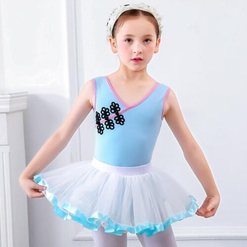 Kids Tutu Dresses for Girls Gymnastics Suit Childrens Dance Clothes Exercise Clothing Ballet Dress Girls Cotton One-piece Dress