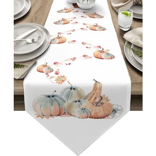 Thanksgiving Maple Leaf Pumpkin Table Runner Luxury Dining Table Decor Tablecloth Table Runner for Wedding Party