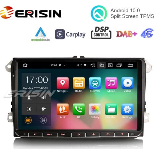Erisin 8128 9" Android 10 Car Stereo GPS TPMS DAB+ 4G Wireless CarPlay For VW Golf 5/6 Passat Polo Tiguan Caddy Jetta Seat Skoda
