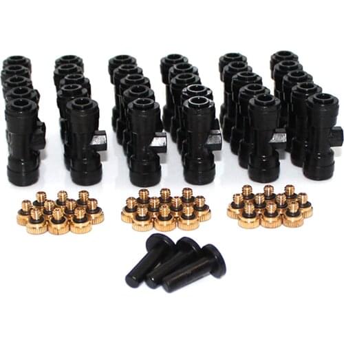 1/4in Pipes Quick Installation Connector Set Includes 10pcs Nozzle Tees, 10pcs Nozzle And 1 Plug For Outdoor Cooling System