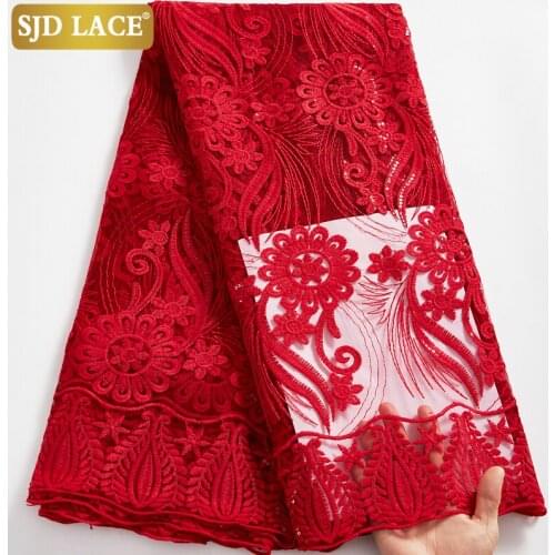SJD LACE Exclusive 5Yards Veritable French Lace Korea Made African Sequins Organza Lace Fabric Soft Unique Shiny Milk Silk A2559