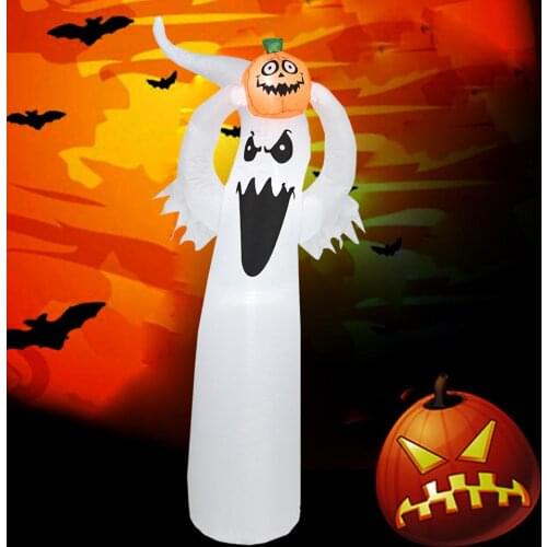 Little Ghost Holding Pumpkin Inflatable Lighting Model for Halloween Decoration Halloween Inflatable Model