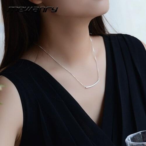Mewanry Minimalist 925 Sterling Silver Clavicle Chain Necklace for Women INS Trend Vintage Elegant Geometric Party Jewelry Gifts