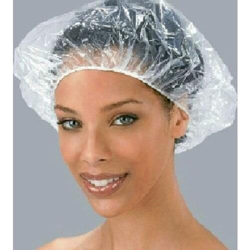 100 pcs/pack Disposable Hat Hotel One-Off Elastic Shower Bathing Cap Clear Hair Salon Waterproof Show Hats Bathroom E0726