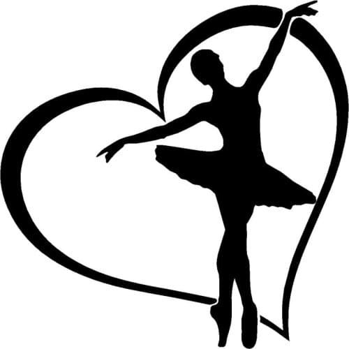 Ballerina Heart Fashion Dancer Vinyl Stickers Decals 14.9x14.9cm