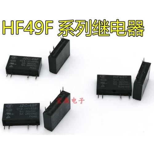 New Relay 5PCS/LOT JZC-49F-005-1H1 5VDC JZC-49F-012-1H1 12VDC JZC-49F-024-1H1 24VDC JZC 49F 012 1H1 12V 24V 5A 4PIN