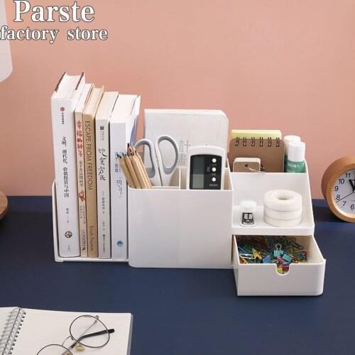 Office Desktop Organizer Plastic Storage Box Desktop Jewelry Boxes Pen Holder Remote Control Container Organizer For Desktop