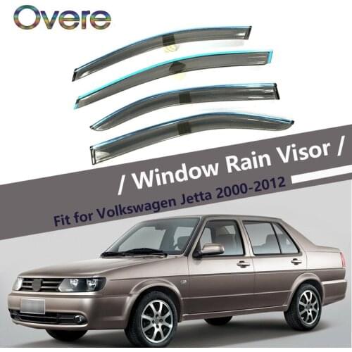 Overe 4Pcs/1Set Smoke Window Rain Visor For Volkswagen VW Jetta 2000-2012 Styling ABS Awnings Shelters Guard Accessories