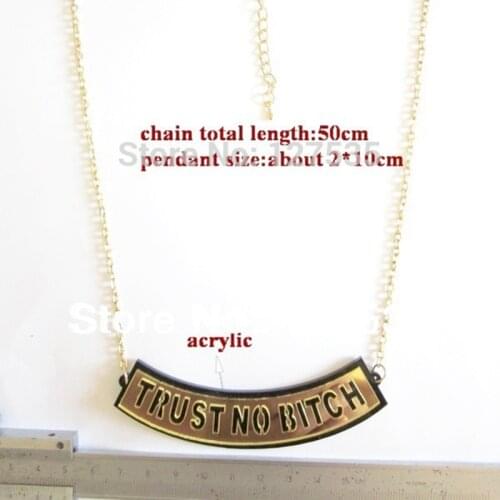 Fashion acylic alphabet letter trust no bitch necklace