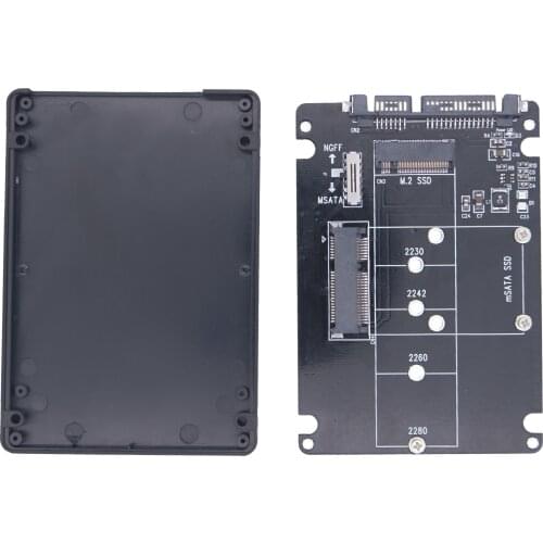 M.2 M key NGFF MSATA SSD to SATA3 Solid State Drive Riser 2 in 1 Enclosure for PC Laptop