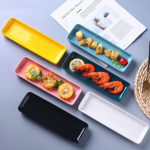 Rectangular Creative Household Ceramic Tableware Sushi Western Food Dim Sum Plate Snack Flat Plate Kitchen Accessories