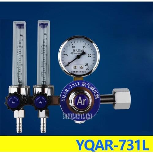 YQAR-731L Pressure Reducer Full Copper Dual Flow Arc Welding Pressure Gauge Gas Cylinder Pressure Reducing Valve 25L/min 15MPa