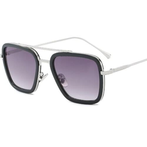 Luxury Design Tony Stark Sunglasses Women 2021 Thin Border Metal Black Frame Eyewear Men Star Same Style Wild Oculos UV400