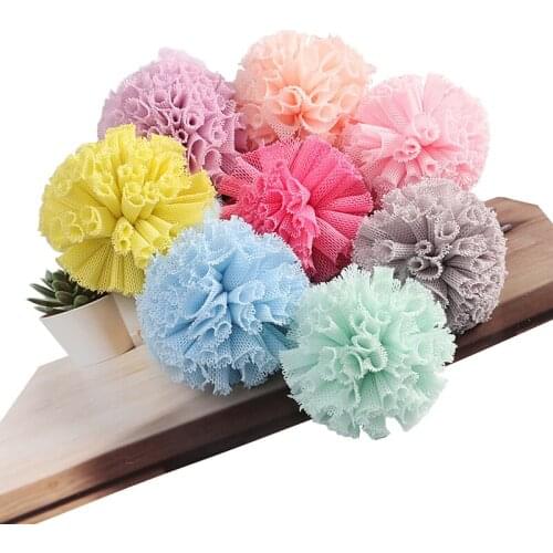 10Pcs 4cm Color Mixing Mesh Ball For Scrapbook Paste Ornament DIY Children Headwear Hair / Clothing / Gifts / Wedding Decoration