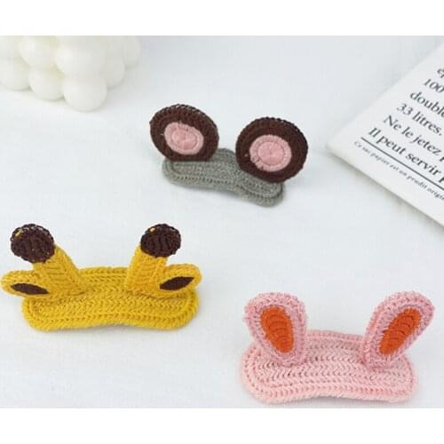 2 Pieces/Lot Cute Rabbit Ears Hair Clips for Girls Handmade Cartoon Ear Knitted Hairgrips Barrettes for Kids Toddler