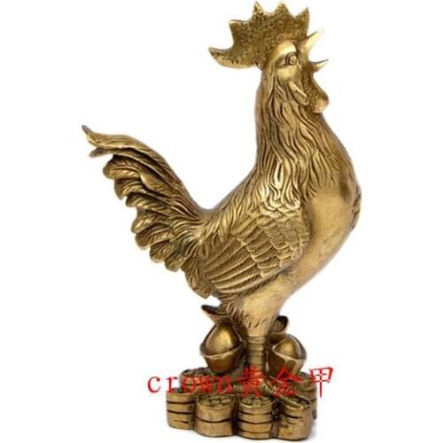 The opening of pure copper ornaments. Baoji gold copper chicken. Of medium "peach third anti.room Art Statue