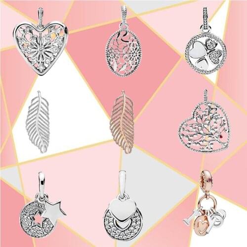 2021 New Style 100% High Quality I Love You Feather, Pavé Star Pendant Series, Couple Fashion Anniversary Diy Necklace Gift