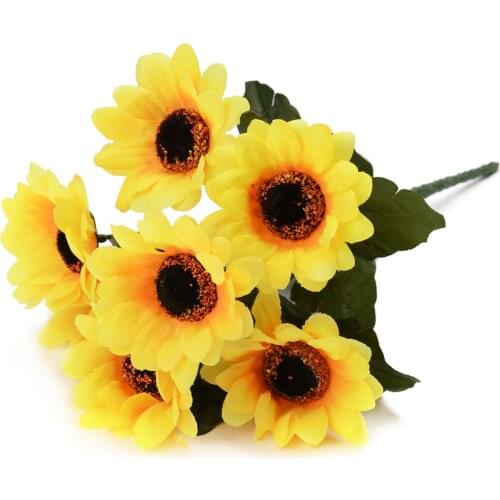 3 Bunches Sunflower Artificial Flowers Bouquet Party Decorative Fake Sunflowers Home Decor Flower Arrangement Wedding Decor