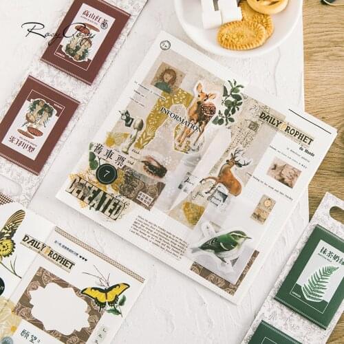 30Pcs Different Stationery Sticker Vintage Plant Flower Pattern DIY Diary Journal Decorative Adhesive Paper Seal Label Supplies