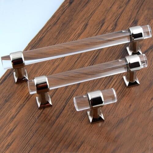 96 128mm modern fashion chrome kitchen cabinet wine cabinet door handle clear acrylic drawer tv cabinet cupboard knob pull 5"