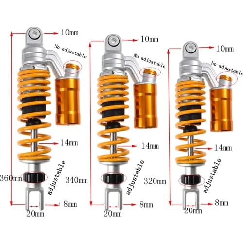 320mm 340mm 360mm Motorcycle Adjust Damping Shock Absorber Rear Suspension For Yamaha Motor Scooter ATV Quad BWS Nmax Xmax Aerox