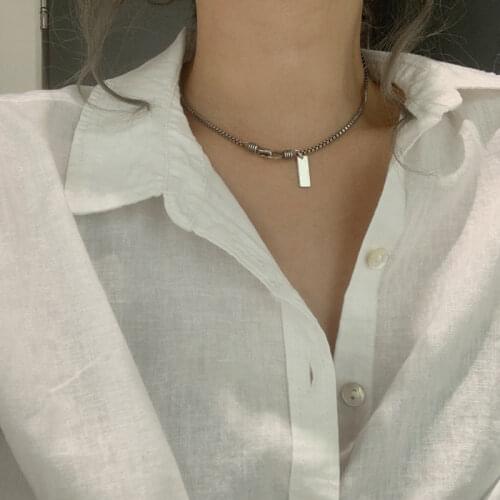 925 Sterling Silver Double Hook Box Chain Thai Silver Necklace Vintage Punk Couple Necklace For Women Jewelry S-N541