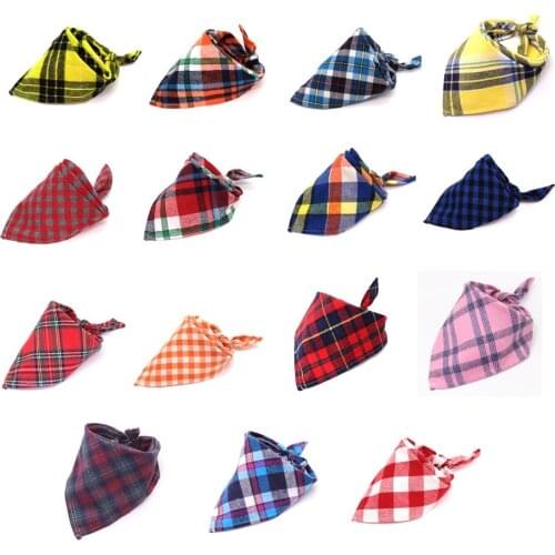 Dog Bandanas Large Pet Scarf Pet Bandana For Dog Cotton Plaid WashableBow ties Collar Cat Dog Scarf Large Dog Accessories