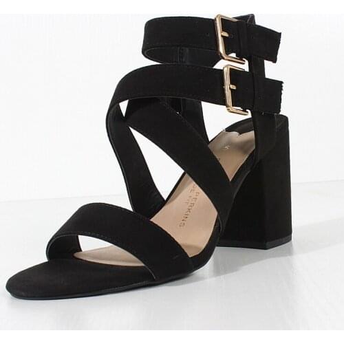 Summer New Womens Sandals 2021 Black Flock All-match High Heels Sexy street fashion womens shoes 9CM