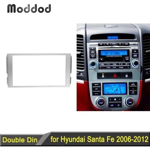 Double Din Stereo Panel for Hyundai Santa Fe 2006-2012 Fascia Radio DVD Dash Mounting Installation Trim Kit Face Frame