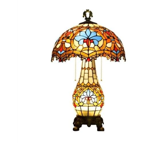 European Baroque Foyer Table Lamp Luxurious Vintage Glass Large Desk Light Apartment Country Lighting Fixture 1232