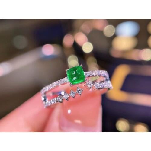 H701 Emerald Ring 0.38ct Pure 18K Gold Jewelry Colombia Vivid Green Emerald Gemstone Diamond Female Rings for women Fine Ring