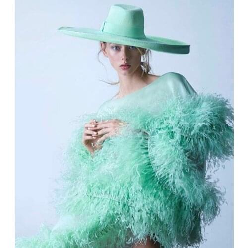 King Wheat Large Brim Women Wool Formal Fedoras Hat Perform Stage Shot Show Fashion Felt Hats