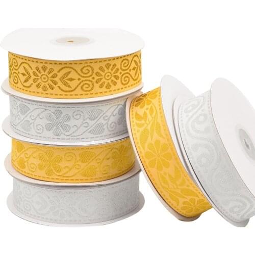 Gold and silver thread Embroidered webbing 2CMX20YARD Woven Jacquard Ribbon Trims lace For Curtain And Belt Clothing Accessory