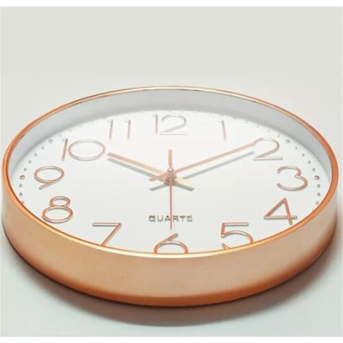 Quartz Wall Clock Rose Gold Silent Hanging Clock 10 Inch Clock Wall Horloges Nordic Wall Watch for Office Living Room Decor