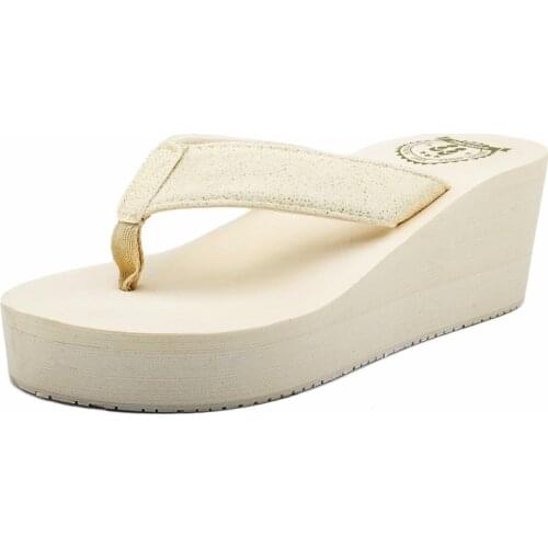 Summer Womens Shoes Beach Flip-Flops Soft Thick-Soled Slope-Heeled Sandals High-Heeled Outdoor Sponge Cake Sandals And Slippers