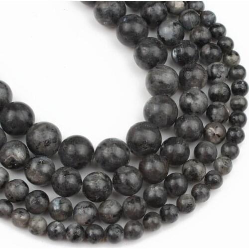 Natural Stone Labradorite Larvikite Beads Round Loose Beads 15.5"Inch 4 6 8 10 12 14mm For Jewelry Making DIY Bracelet Necklace