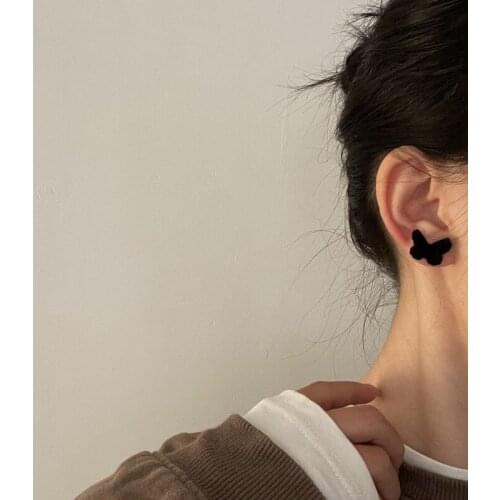 TIMEONLY Delicate Flocking Butterfly Stud Earring Multi Color Korean Style Charms Earring for Women Girls Sweet Gifts Jewellery