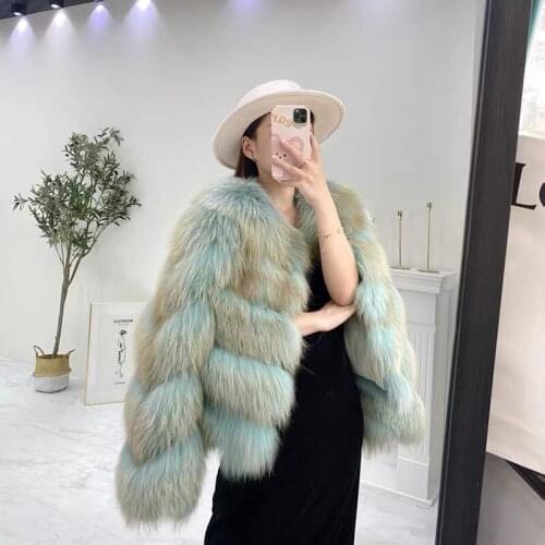 Girls Luxury Winter Imported Womens Real Fox Fur Jacket Cropped Long Sleeve Short Sexy Style Fox Fur Coat