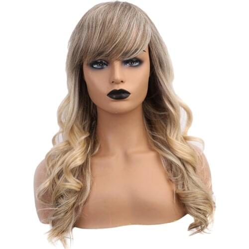 24" Mixed Colour Costume Full Wig Long Curly Human Hair Wigs for Women Men